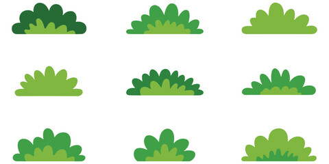 Collection of green shrub and bush silhouettes for landscape design isolated on transparent background © Shamsun