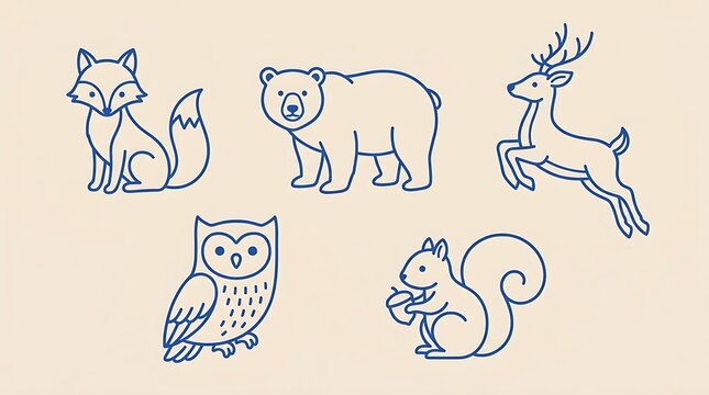 Cute forest animals seamless pattern with bear, owl, fox and squirrel