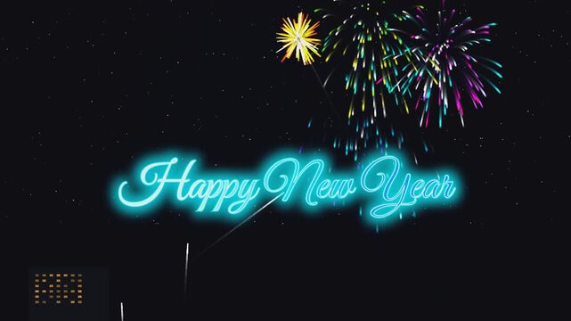 Happy New Year Fireworks Seamless Motion Graphic Loop