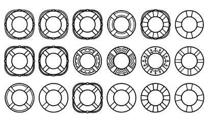 Lifebuoy Outline Vector Icon Set for Kids Coloring Book Swimming Ring Nautical Clipart Collection © Aslam