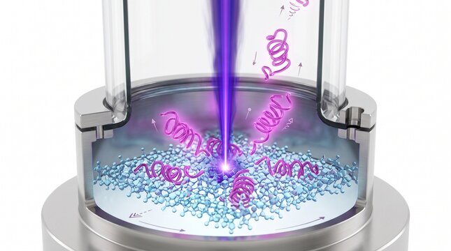3D Microscopic Diagram of Laser Desorption Ionization of Biomolecules in MALDI