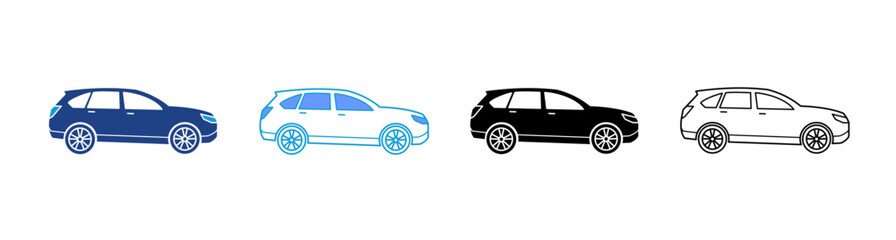 Fototapeta premium Car Icon Set Multiple Style