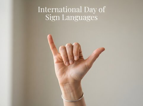 Human hand showing a sign language gesture for international day of sign languages