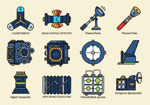 Futuristic Scientific Instruments Collection Illustration