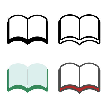 本アイコン　セット　開いた本　読書　書籍　ブック　辞書　ライブラリ　カラー　白黒　ベクターイラスト