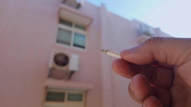 Cigarette Smoke in Morning Sunlight by Apartment Window Time Lapse