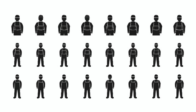 Construction Worker Icon Set Collection &ndash; Builder, Engineer and Laborer Silhouette Vector Icons