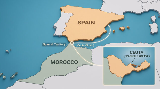 Ceuta Spanish Exclave Location Map &ndash; Spain Territory in Africa on Moroccan Coast