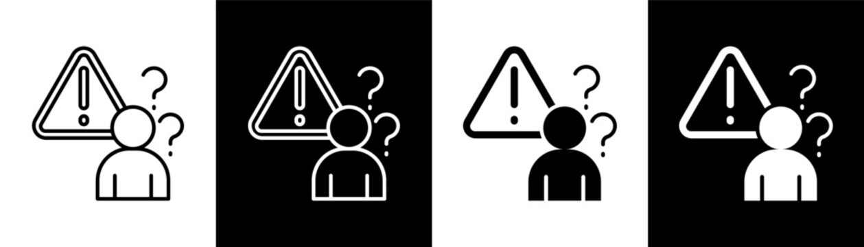 Problem white and black icon set design