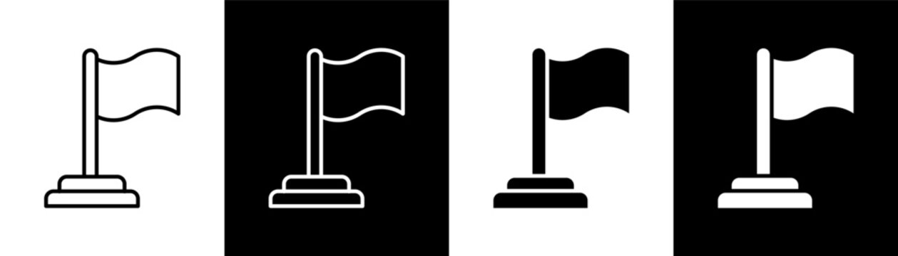 National  white and black icon set design