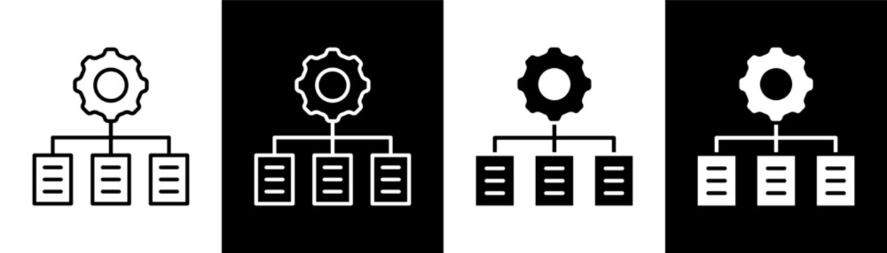 Organizing white and black icon set design