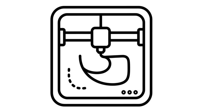 Illustration of a 3D printer in action and design development.