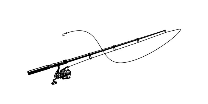 vector illustration of fishing rod and reel isolated on white background