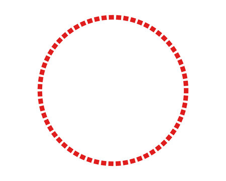 Red dashed circle frame with heavy grainy noise texture transparent overlay