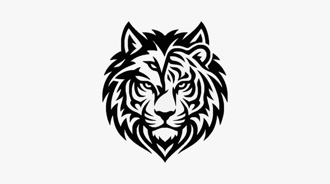 Black and White Tiger Silhouette Portrait.