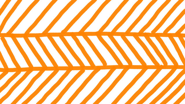 Abstract orange diagonal line pattern on plain white background. Geometric design features uniform, hand-drawn strokes