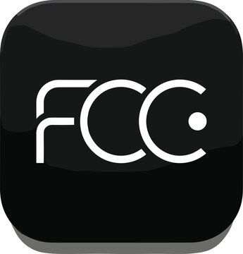FCC certification mark compliance label square button vector icon illustration isolated on a white background