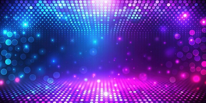 Purple and Blue Abstract Round Dot Background with Glowing Dots