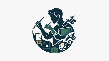Creative Artist with Musical Instruments. © Pangun
