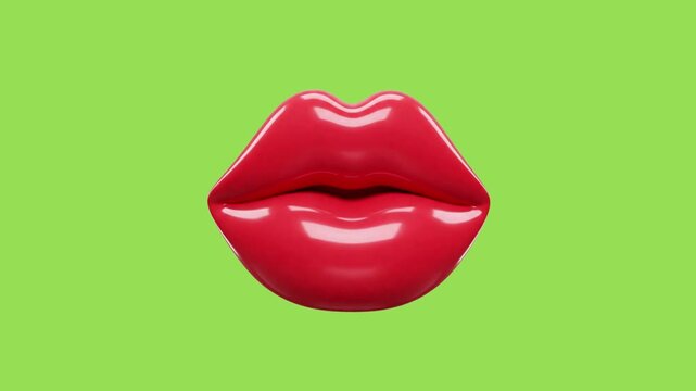 3d icon animation of a red lip