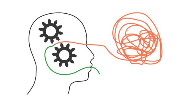 Human head with gears and technical wheels inside. Productivity, effectiveness concept. Intelligence and knowledge development with brain performance. Metaphor of problem, difficult situation solving
