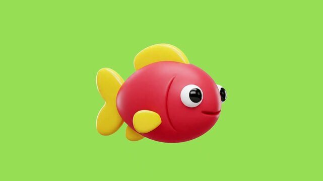 3d icon animation of a fish