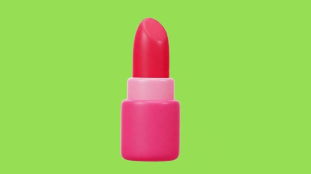 3d icon animation of a red lipstick