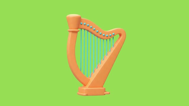 3d icon animation of a harp