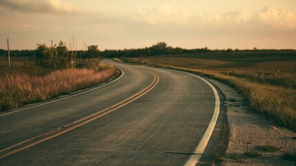 Fototapeta premium Country road dusk cinematic vintage look