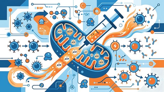 Biotechnology concept of mitochondrial atp production and immunity