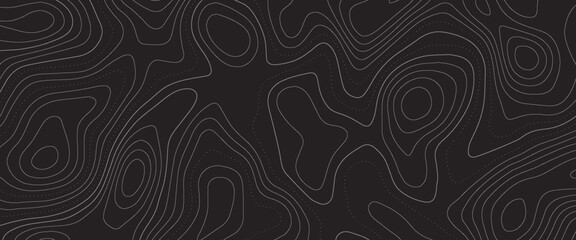 The stylized height of the topographic contour in lines and contours. The concept of a conditional geography scheme and the terrain path. Ultra wide size. Gray on green colors. Vector illustration © bayu