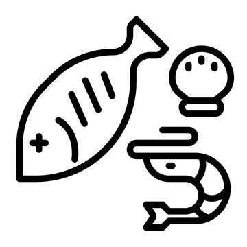 Seafood icon, line icon style
