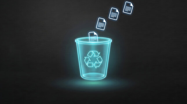 Digital holographic recycle bin removing duplicate files for efficient data organization and storage optimization