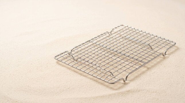 Metal Cooling Rack for Freshly Baked Goods Placed on a Clean Neutral Kitchen Surface