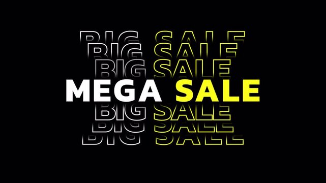 Mega Sale Typography Animation, Big Sale Promo Title, Discount Offer Text Animation