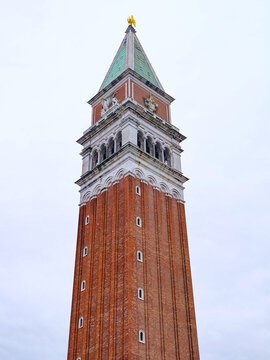 Basilica San Marco, belle tower and Square or St Mark's Campanile in Venice and Doge's Palace
