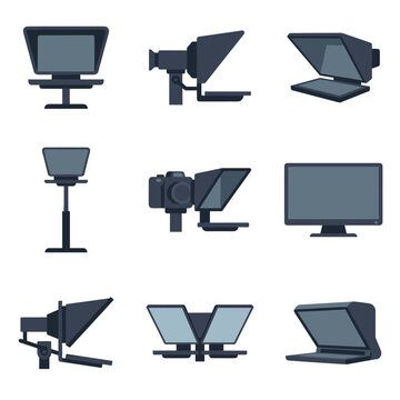 Professional Teleprompter and Studio Monitor Icon Set