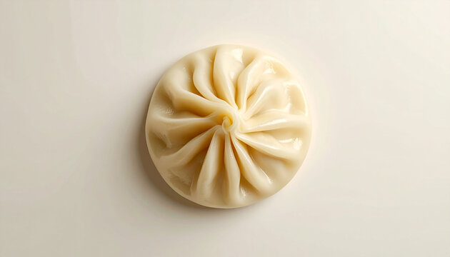 Freshly Steamed Traditional Asian Dumpling with Elegant Pleats on a Neutral Background