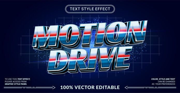 Editable Motion Drive text effect vector with dynamic speed typography. Perfect for racing, automotive, motorsport, branding, posters, banners, and logos.