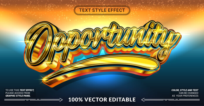 Editable Opportunity text effect vector with premium golden typography. Ideal for branding, business, posters, presentations, social media, and success-themed designs.