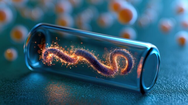 Ebola virus in glass vial. Research on deadly infection.