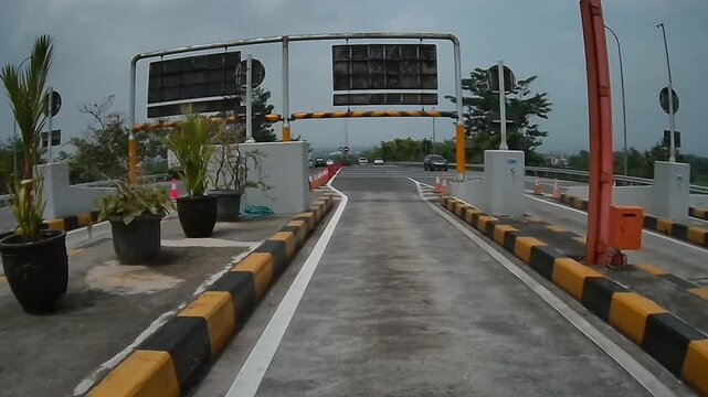 Rear Dashcam Footage Entering Toll Gate in Malang, East Java, Indonesia