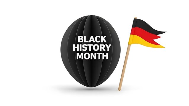 Black history month black sphere and german flag miniature with cultural heritage american observance celebration awareness education isolated background minimalist miniature