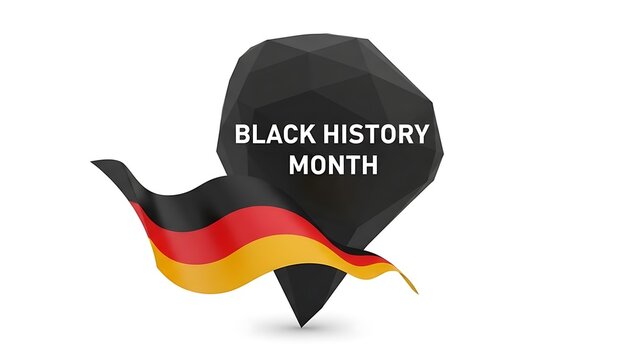 Black history month sign with a waving german flag concept location commemoration awareness observance heritage cultural education movement diversity inclusion national identity
