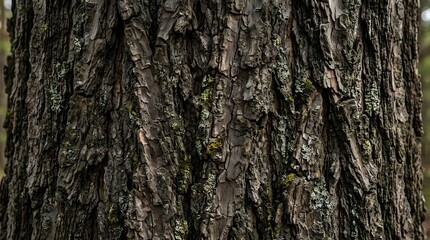 Obraz premium Detailed close up of rough pine tree bark texture.