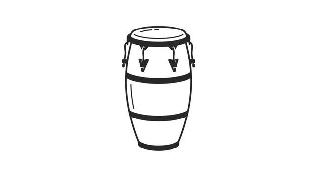 A simple black and white line art illustration of a conga drum.