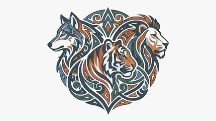 Fototapeta premium Elegant Celtic Wolf Lion Symbol Artwork.