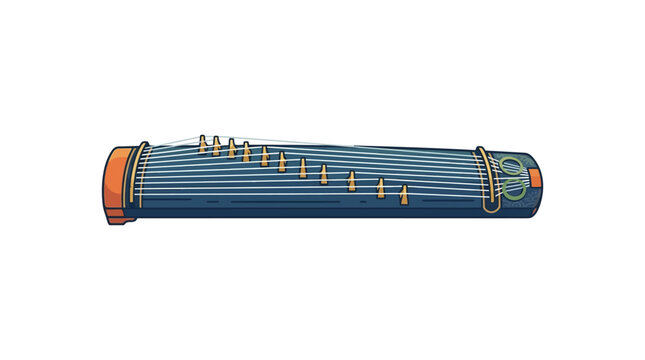 Horizontal guzheng string instrument traditional music icon.