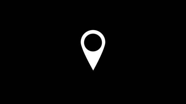 GPS location pointer animated with radio wave, location pointer, pin icon on black background.