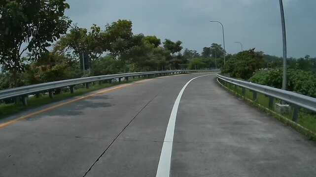 4K Rear Dashcam Footage Driving on Toll Road After Toll Gate in Malang, East Java, Indonesia